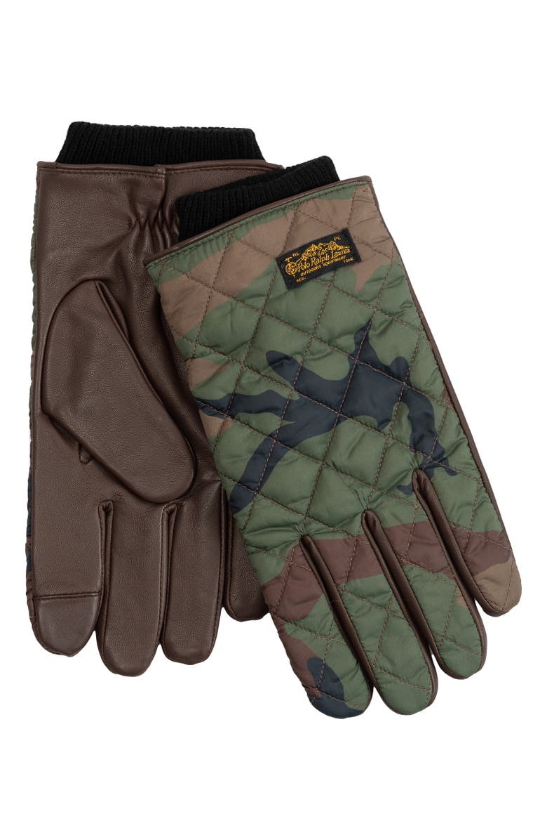 Polo Ralph Lauren Camo Quilted Field Touch Glove, Alternate, color, Olive Camo Black Cuff