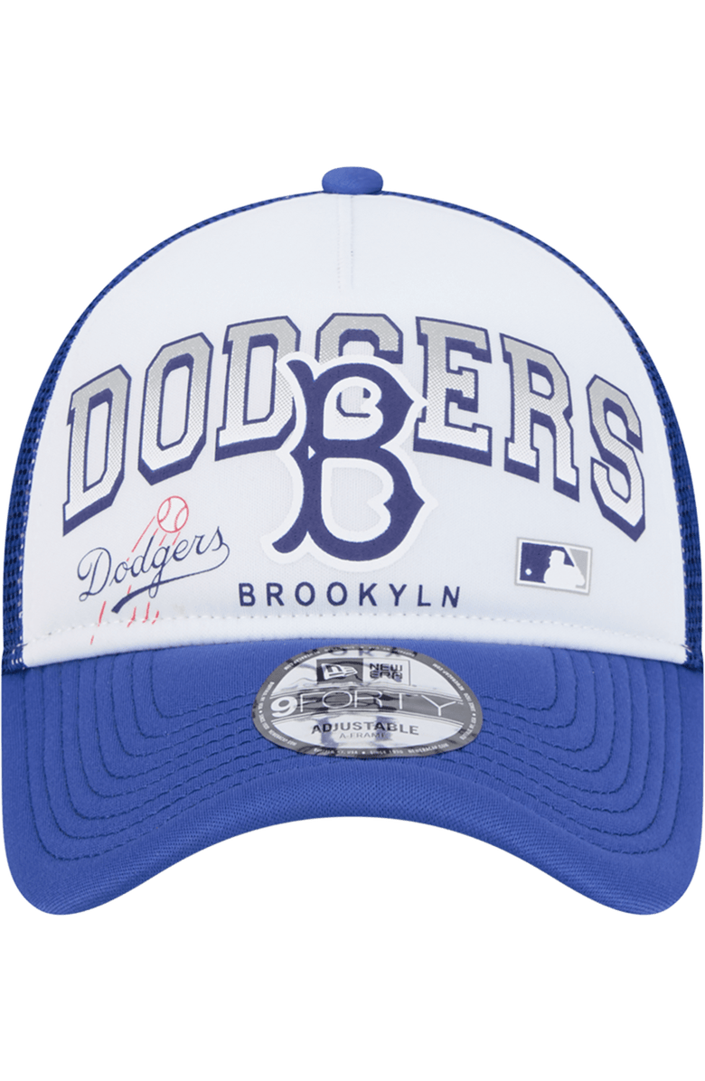 New Era Men's New Era White Los Angeles Dodgers Retro Wordmark 9FORTY A-Frame Trucker Adjustable Hat, Alternate, color, White