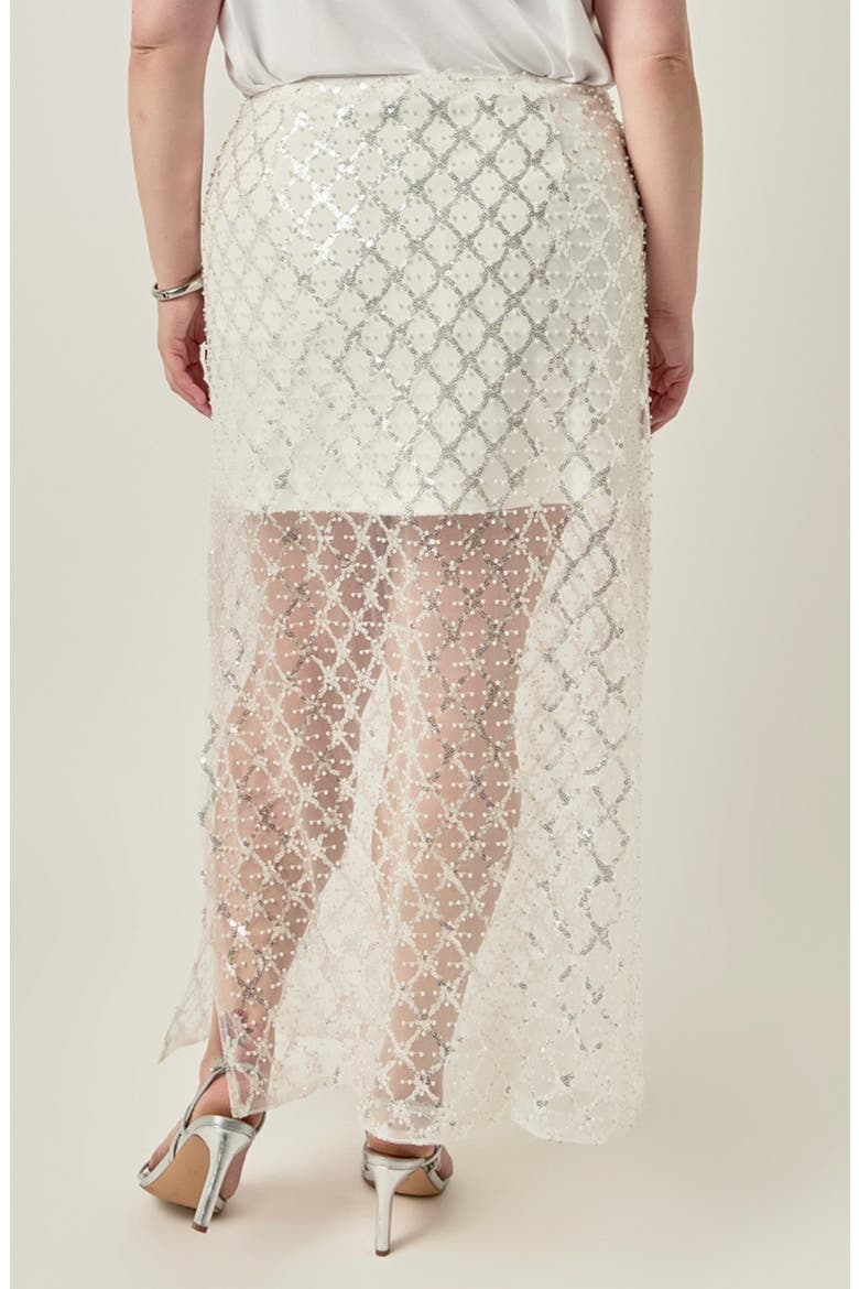 Embellished Mesh Maxi Skirt, Alternate, color, WHITE