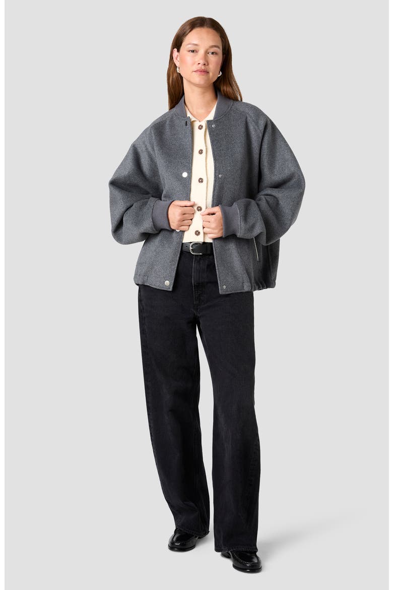Oversized Wool Blend Bomber Jacket, Alternate, color, DARK GREY
