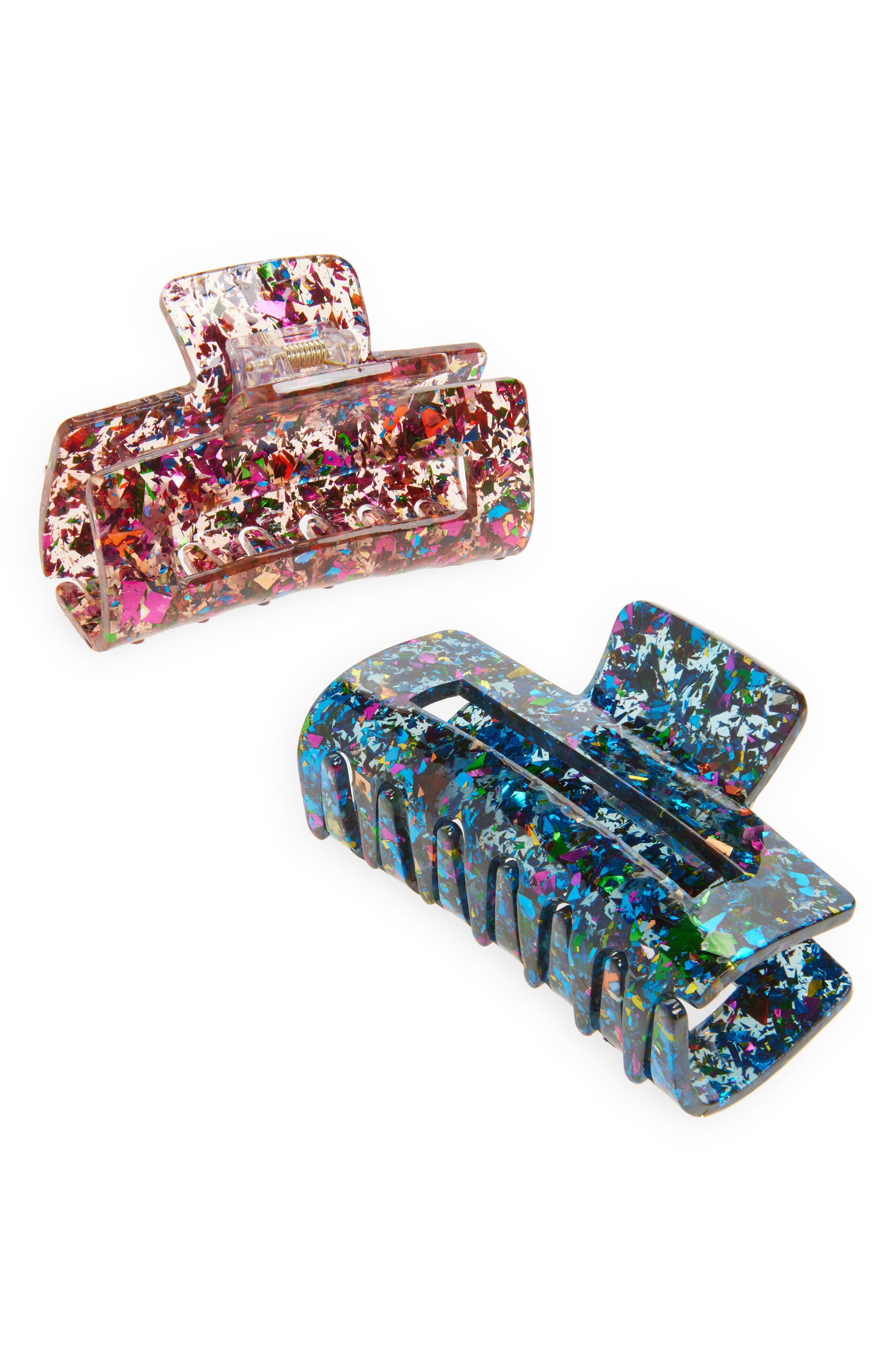 Cara 2-Pack Confetti Lucite Hair Jaw Clips