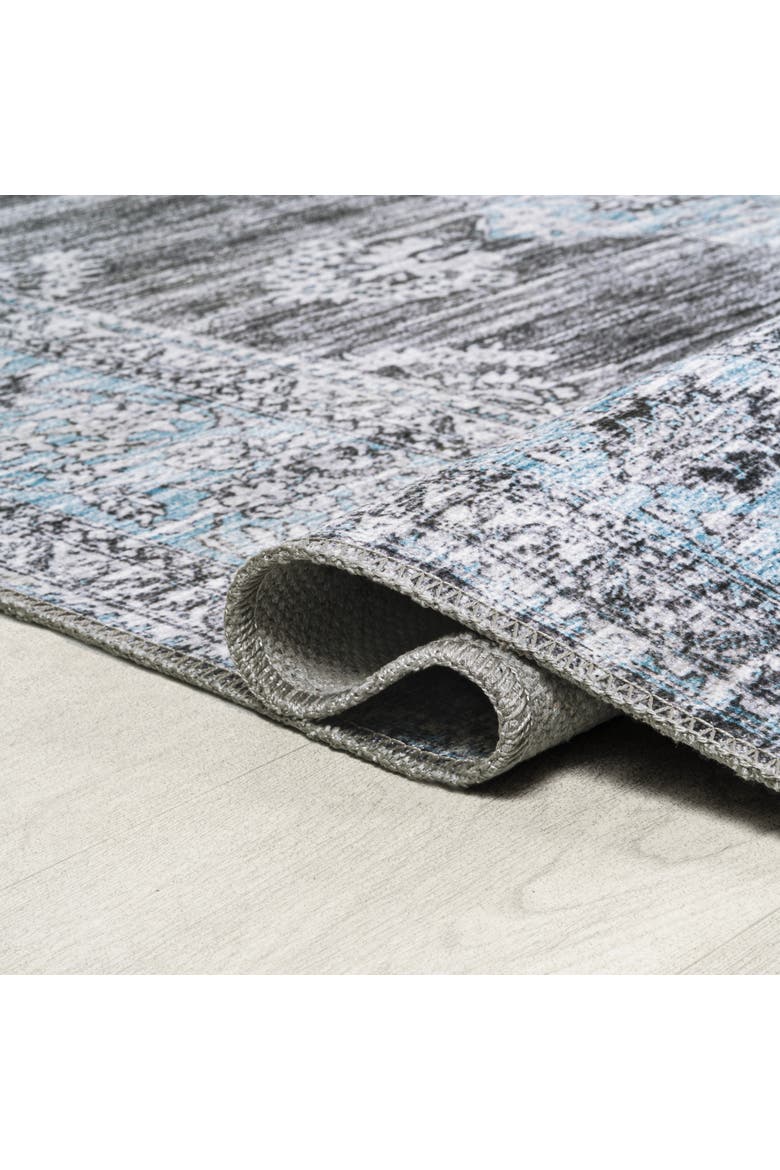 Bausch Bohemian Distressed Chenille Machine-Washable Area Rug, Alternate, color, Dark Gray/Blue