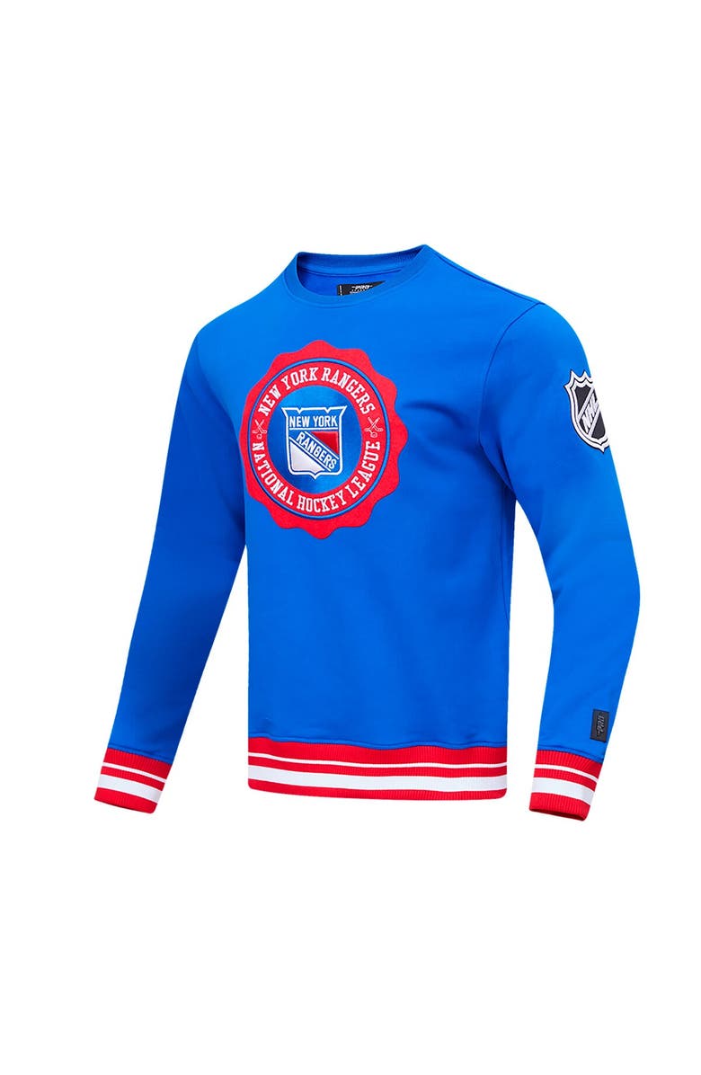 PRO STANDARD Men's Pro Standard Blue New York Rangers Crest Emblem Pullover Sweatshirt, Alternate, color, 