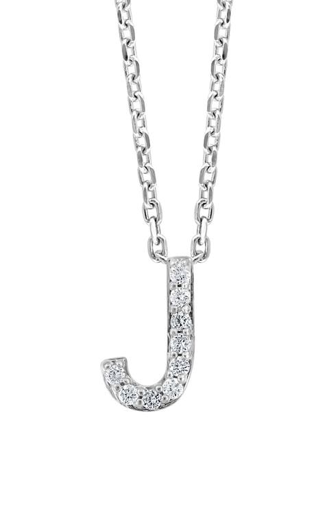 Sterling Silver Pavé Diamond Initial Pendant Necklace - 0.14 ctw.