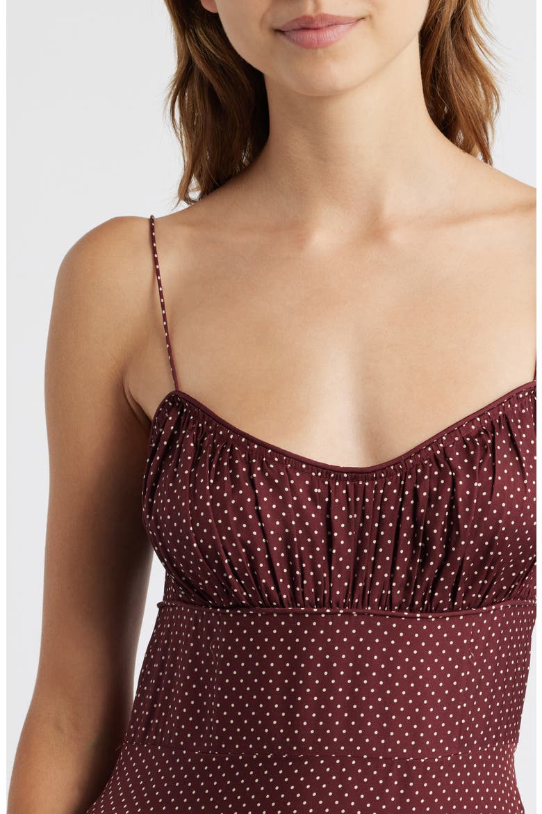 Rosaria Dot Sleeveless Silk Blend Maxi Dress, Alternate, color, BURGUNDY COLETTE DOT