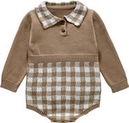 Ashmi & Co. Hazel Gingham Long Sleeve Knit Cotton Bodysuit