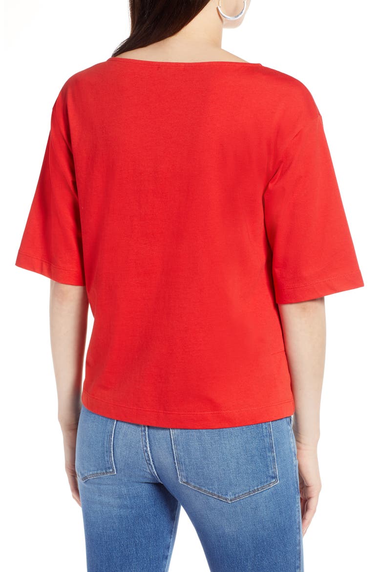 Boat Neck Cotton Top, Alternate, color, RED CHINOISE