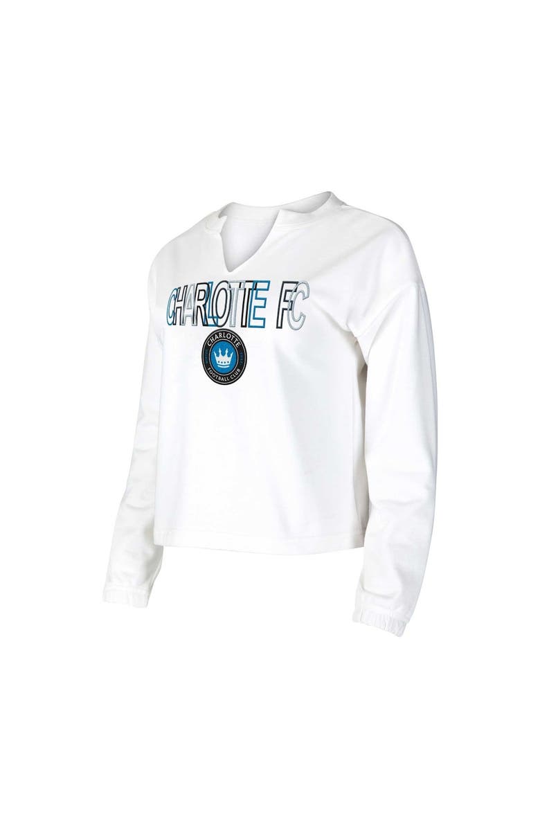 CONCEPTS SPORT Women's Concepts Sport  White Charlotte FC Sunray Notch Neck Long Sleeve T-Shirt, Main, color, 