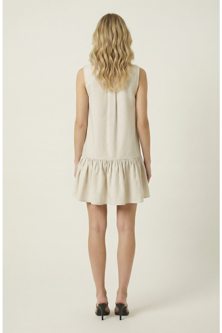 Sleeveless Collared Drop Waist Dress, Alternate, color, Light Beige