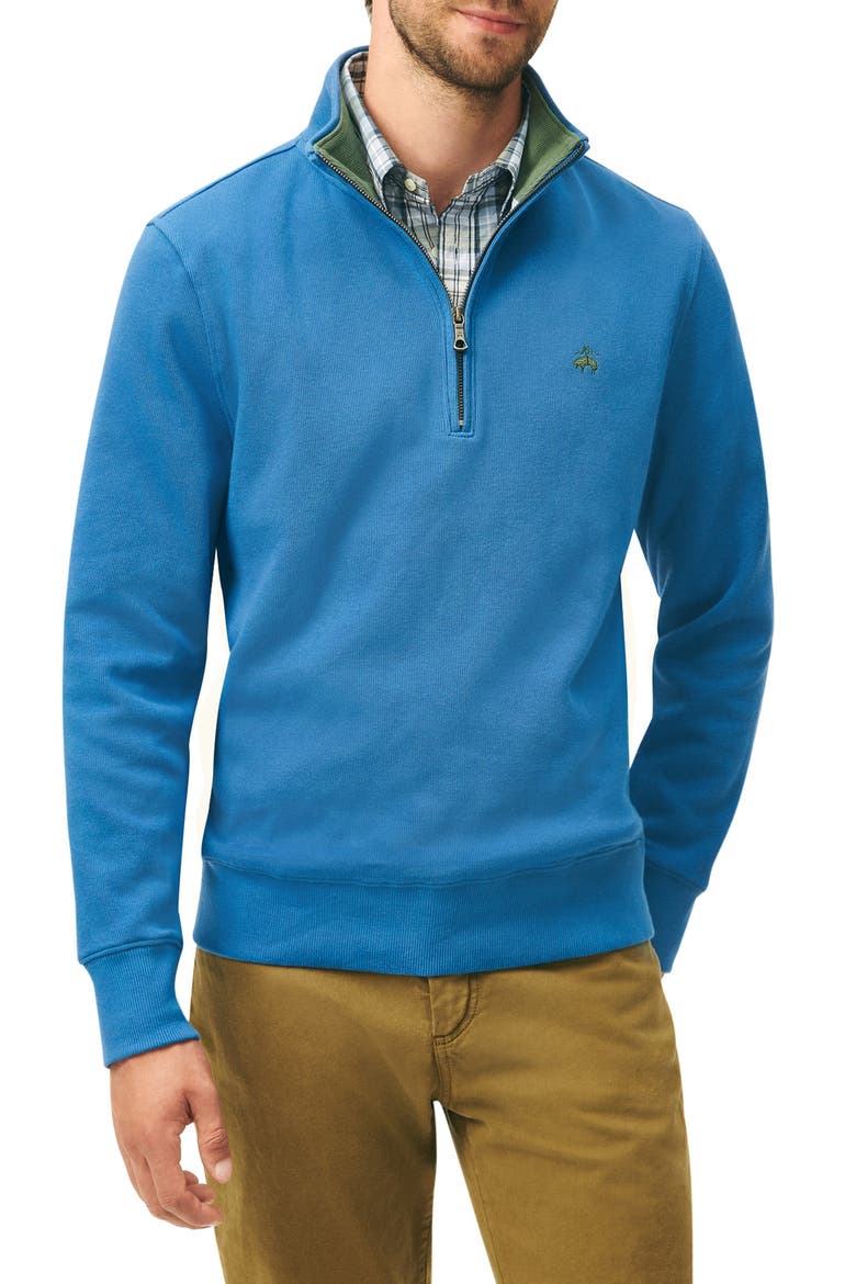 Cotton French Rib Half-Zip Sweater, Main, color, BLUE