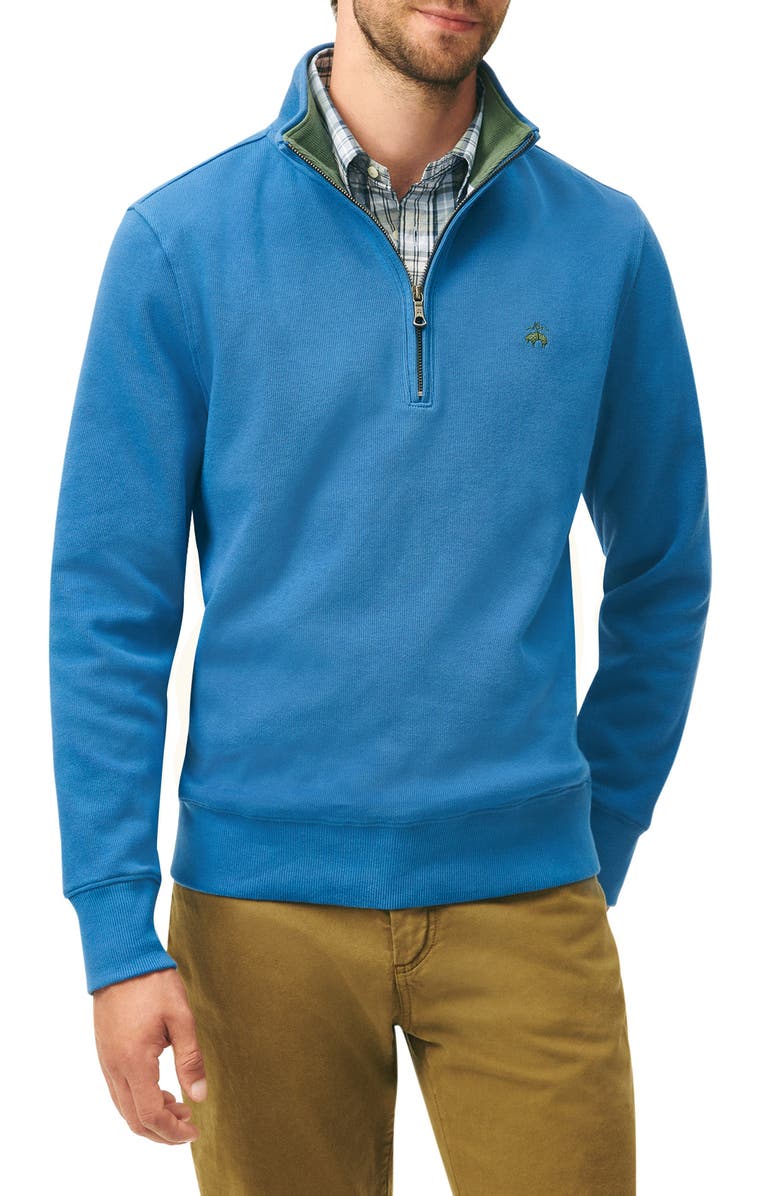 Brooks Brothers Cotton French Rib Half-Zip Sweater, Main, color, 