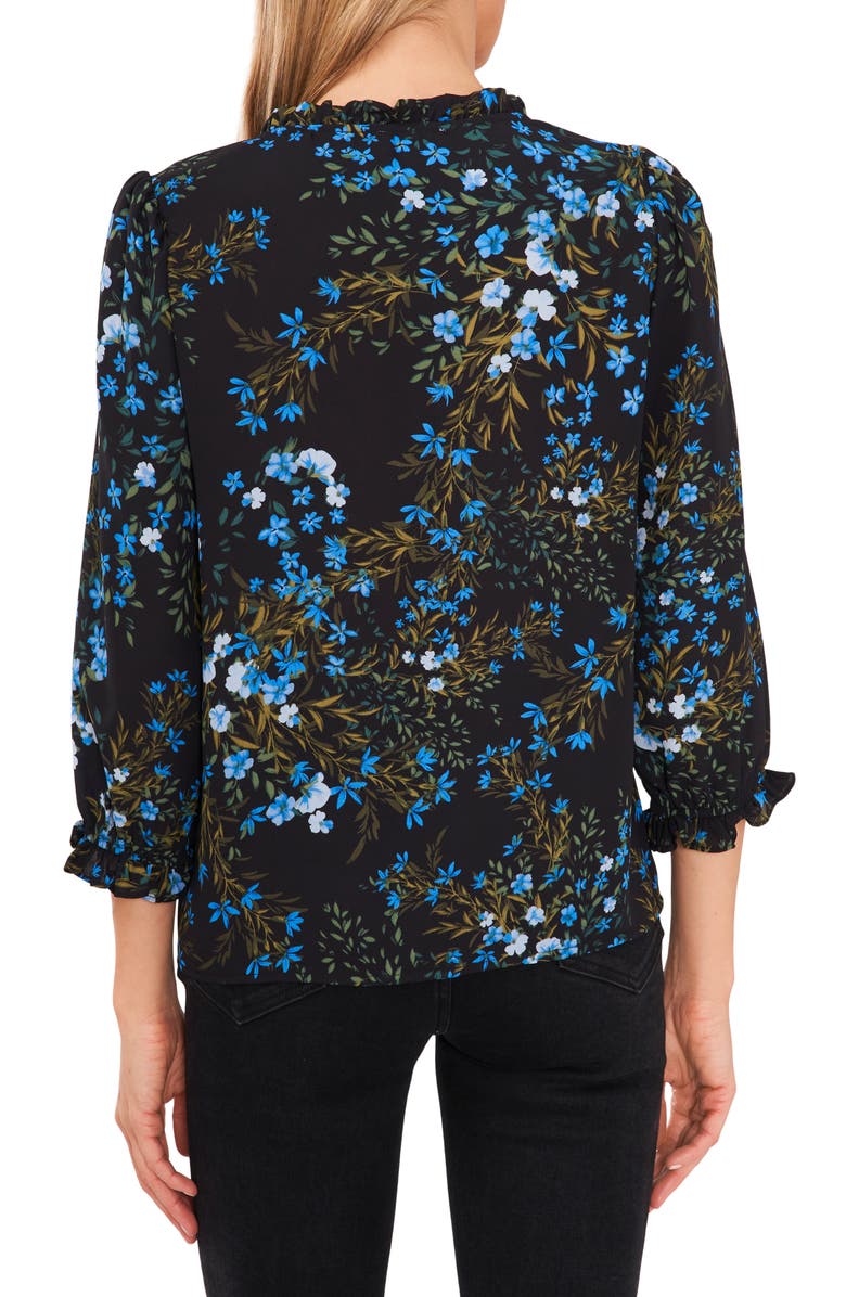 CeCe Floral Print Button Front Blouse, Alternate, color, 