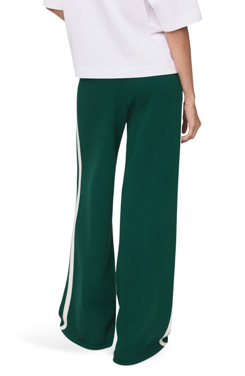Mango Side Stripe Pull-on Straight Leg Knit Pants In Green