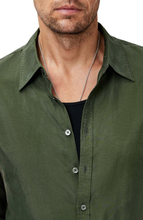 John Varvatos Martin Solid Twill Button-up Shirt In Moss