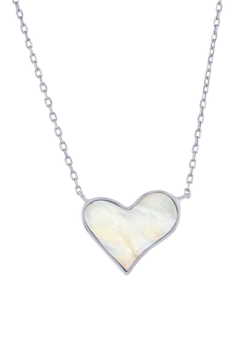Sterling Silver Mother-of-Pearl Heart Pendant Necklace, Main, color, GOLD