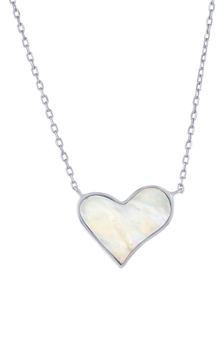 SIMONA Sterling Silver Mother-of-Pearl Heart Pendant Necklace, Main, color, Gold