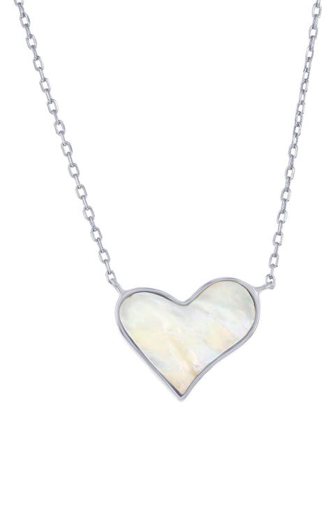 Sterling Silver Mother-of-Pearl Heart Pendant Necklace