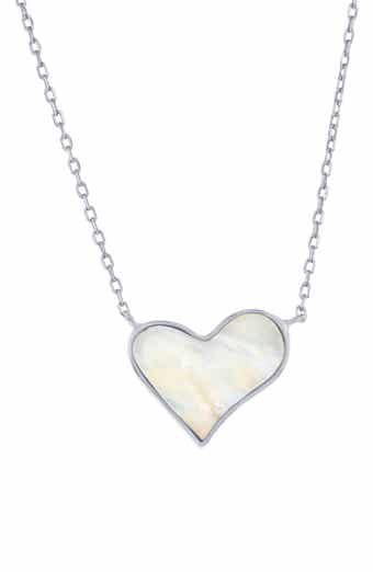 Sterling Silver Mother-of-Pearl Heart Pendant Necklace