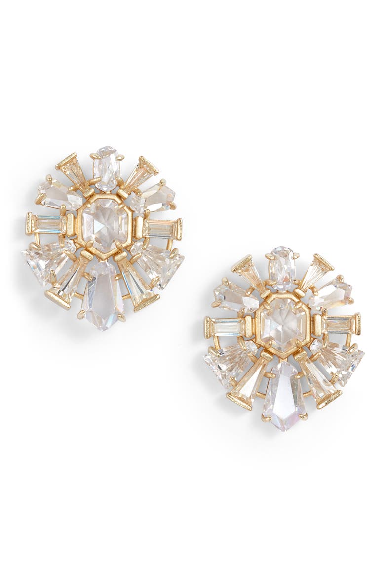 Jentry Stud Earrings, Main, color, GOLD LUSTRE/ GLASS CZ