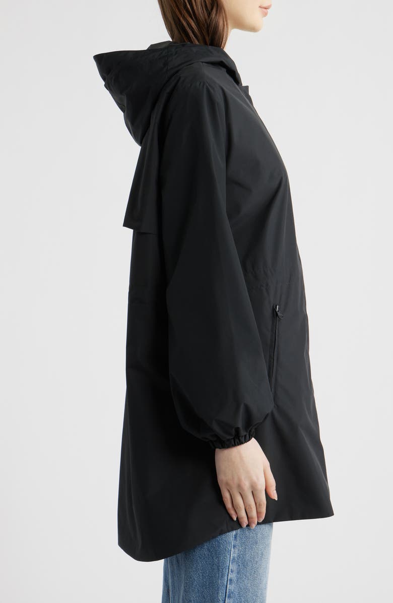 Save The Duck Fleur Water Resistant Hooded Raincoat, Alternate, color, Black
