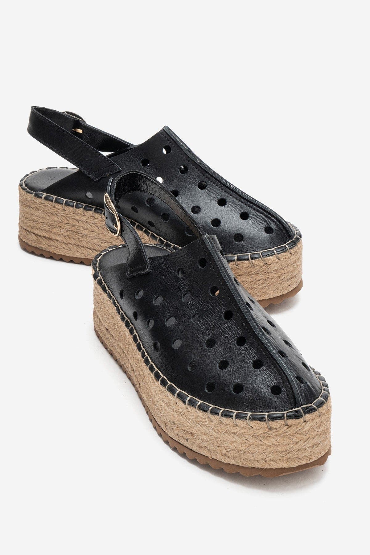 Forever & Always Shoes Fraga Leather Wedge Sandal, Alternate, color, Black