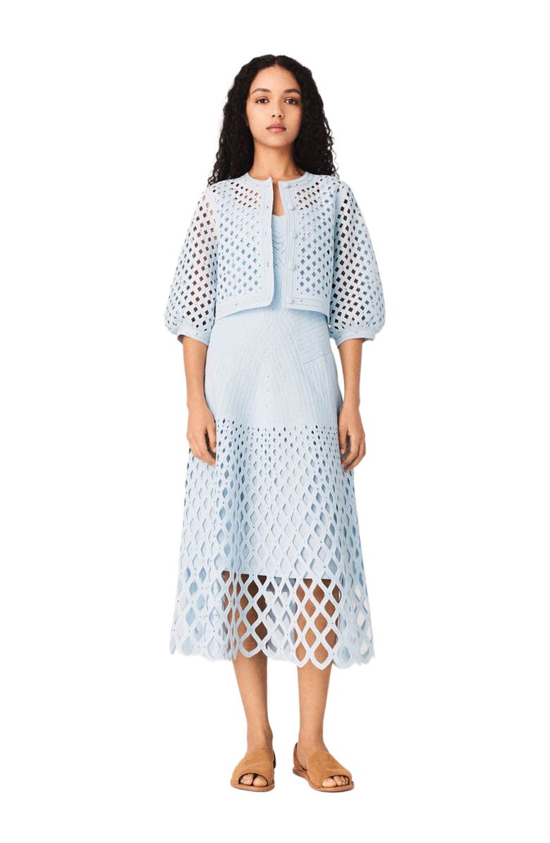 maje Rhinestone crochet cardigan, Main, color, Blue Sky