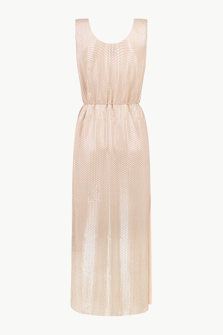 Sleeveless Sequin Maxi Dress With Floral Tassels, Alternate, color, Beige