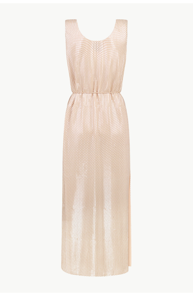 Malva Florea Sleeveless Sequin Maxi Dress With Floral Tassels, Alternate, color, Beige