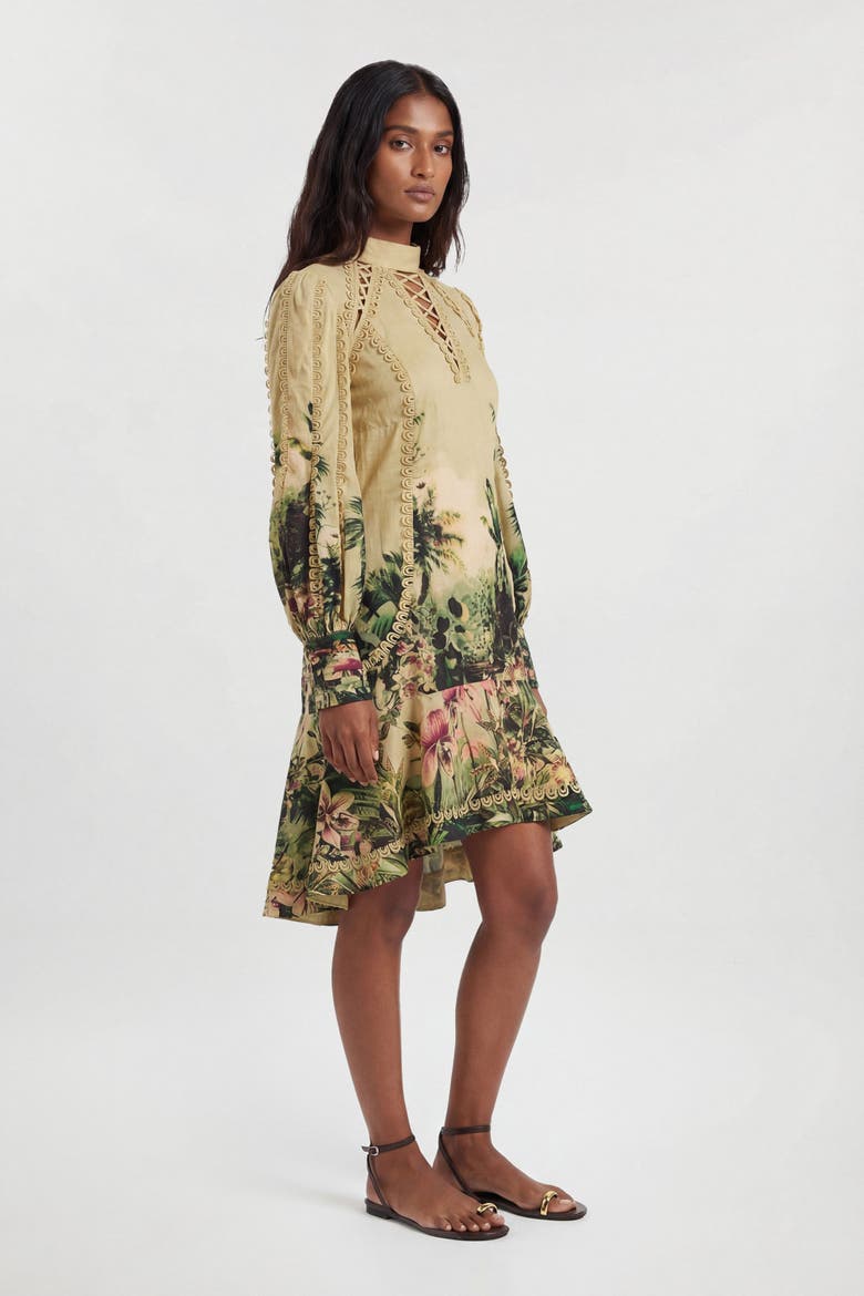 Botanical Mini Dress, Alternate, color, Green