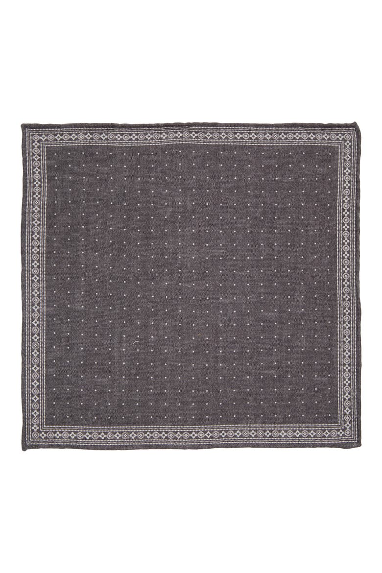 Wool & Cotton Muslin Pocket Square, Alternate, color, 22-02 BLACK AND SAND