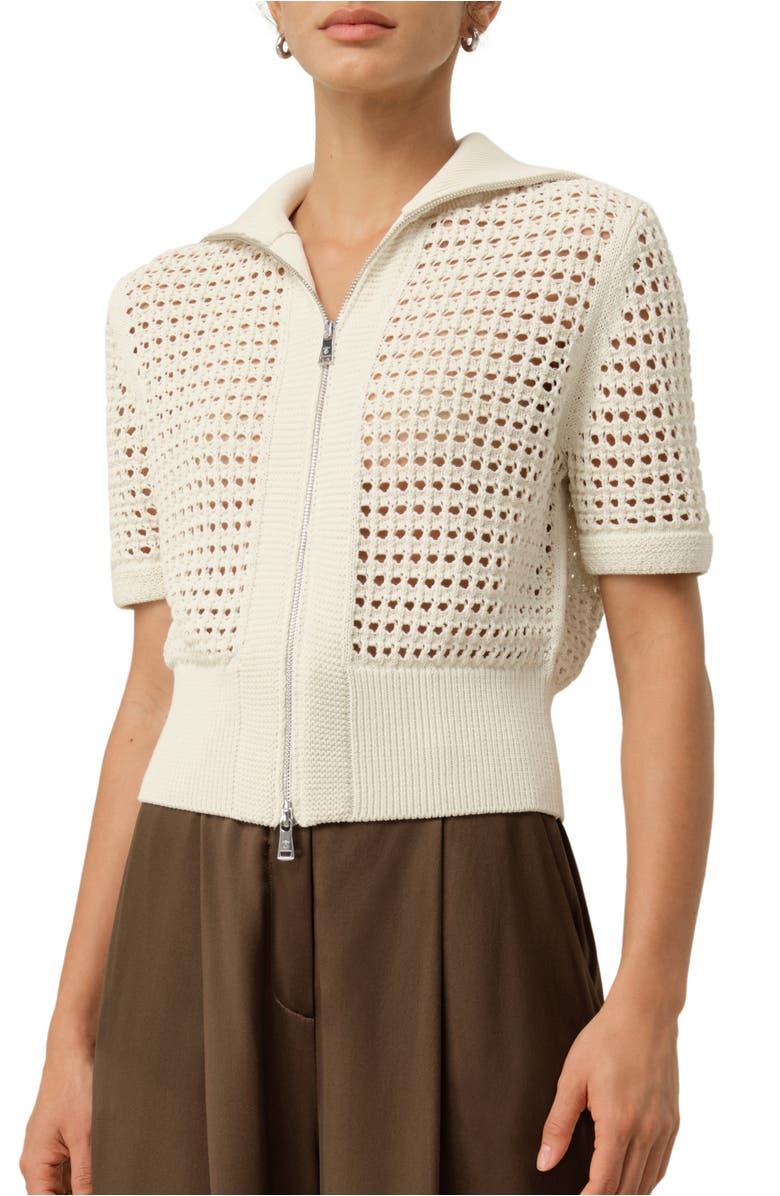 Lilysilk Toscana Pointelle Knit Double-Zip Cardigan, Main, color, Lily White