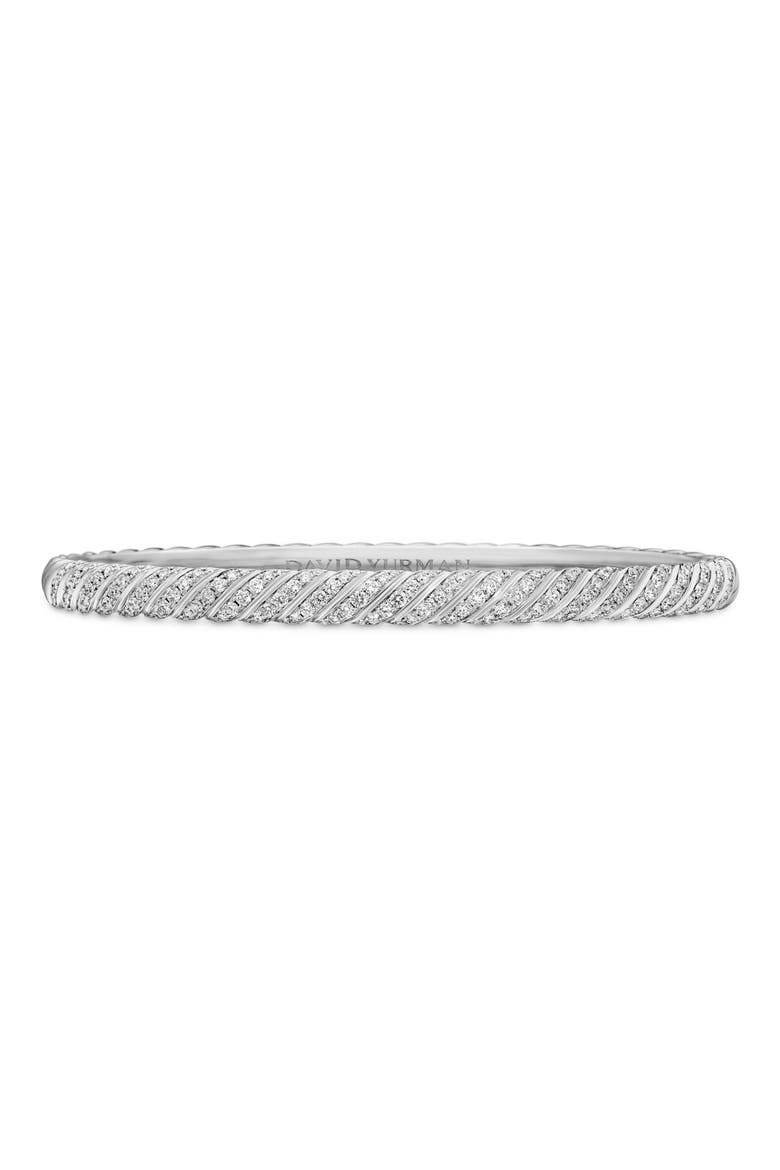 Sculpted Cable Bangle Bracelet with Diamonds, 4.6mm, Main, color, 18K WHITE GOLD/ DIAMOND