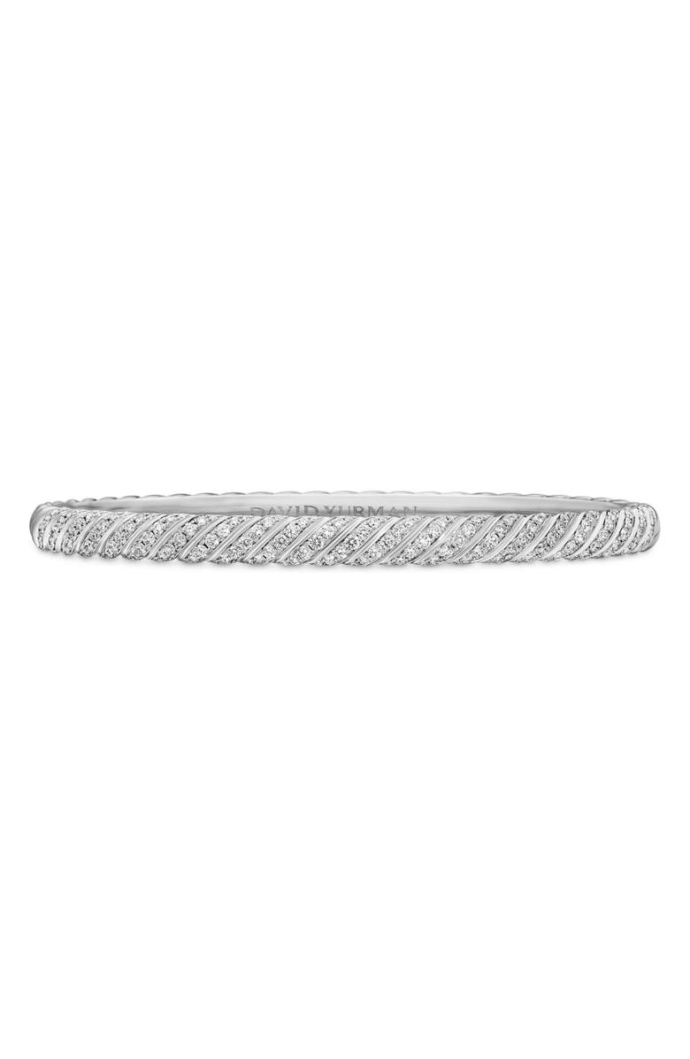 David Yurman Sculpted Cable Bangle Bracelet with Diamonds, 4.6mm, Main, color, 18K White Gold/ Diamond