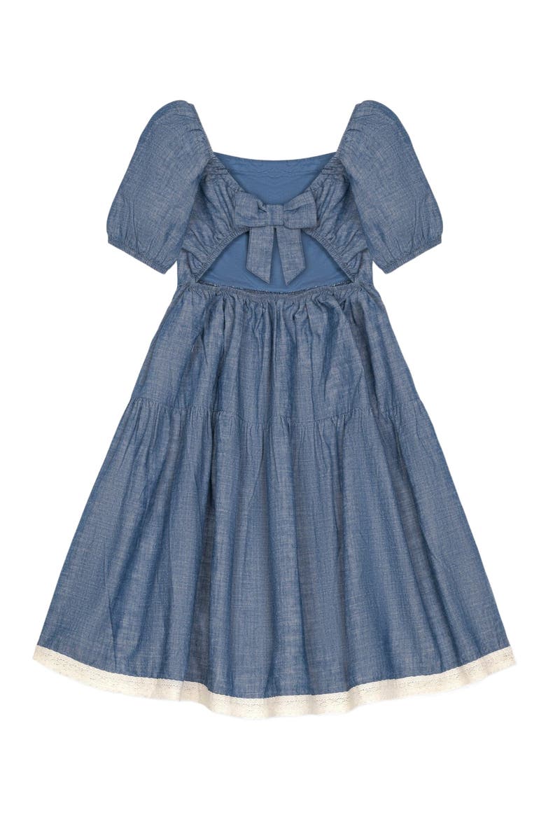 Girls' Organic Crochet Trim Chambray Dress, Toddler, Main, color, Chambray