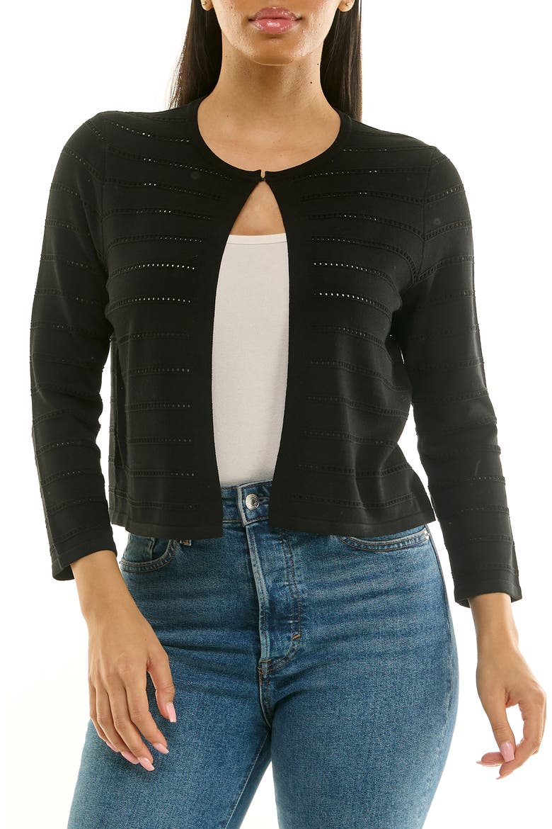Pointelle Stitch Bolero, Main, color, BLACK