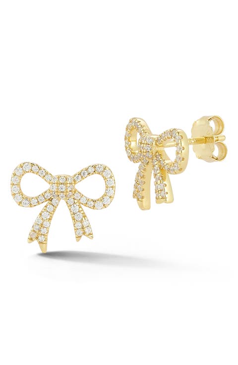 Bow Cubic Zirconia Stud Earrings