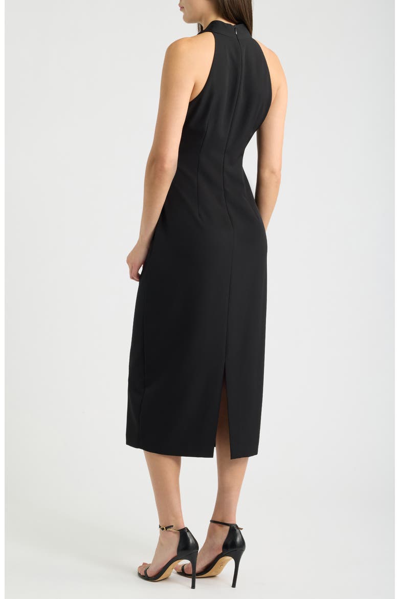 Laguna Pleated Tie Neck Sleeveless Sheath, Alternate, color, BLACK
