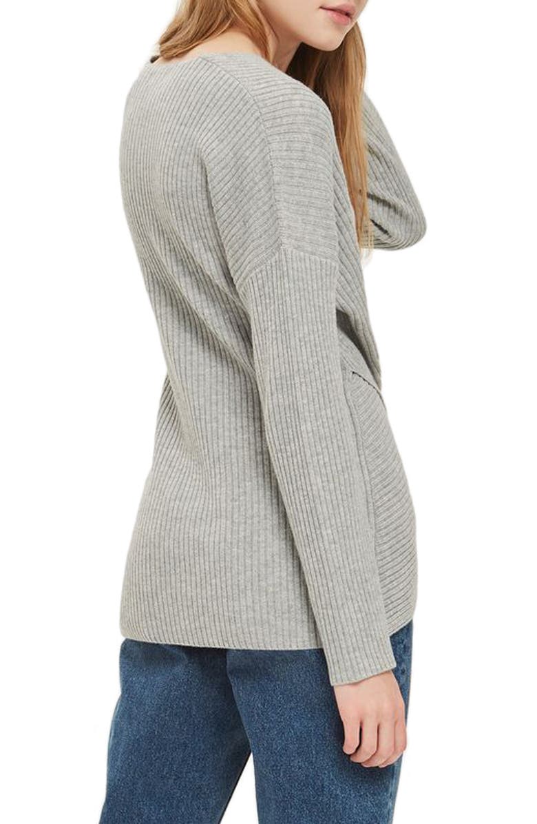 Topshop Wrap Front Sweater, Alternate, color, 