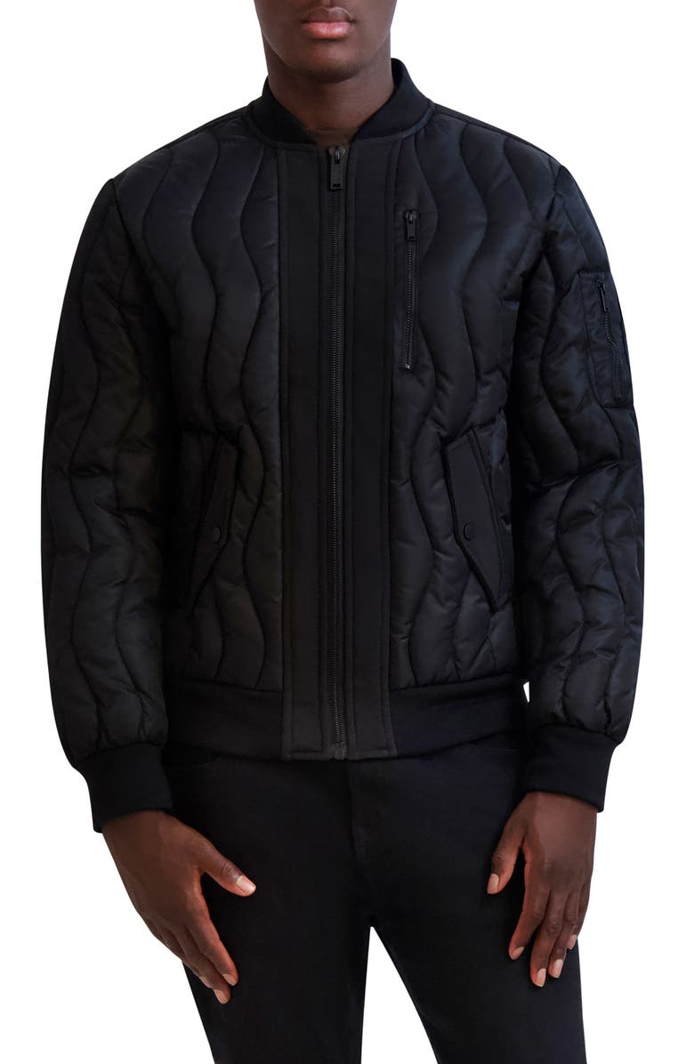 KARL LAGERFELD PARIS Wavy Quilted Bomber Jacket, Main, color,