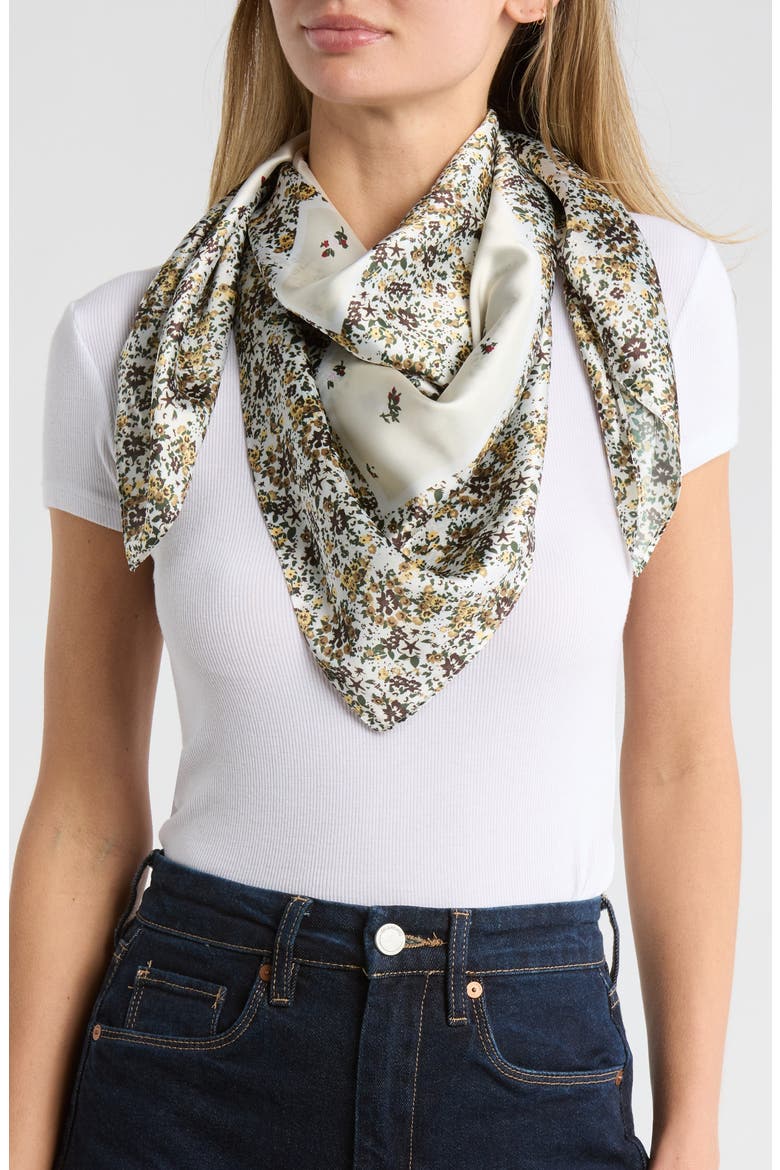Ditsy Floral Scarf, Main, color, BROWN