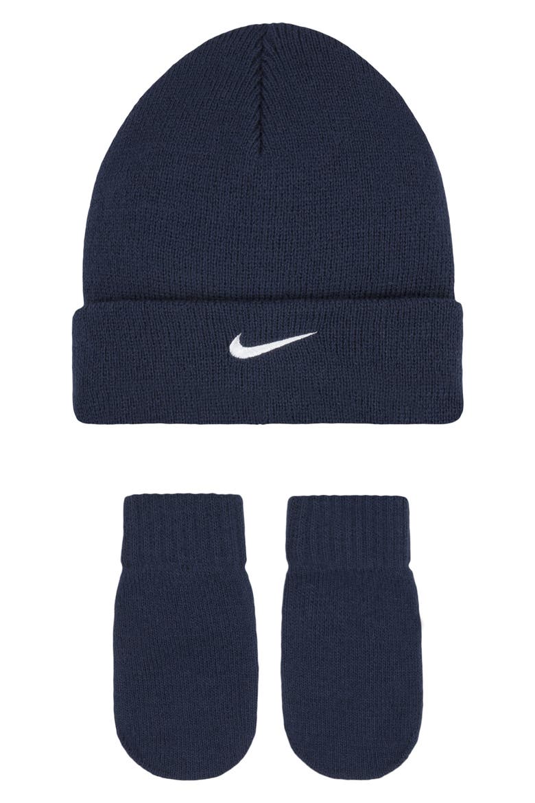 Snow Runner Beanie & Mittens Set, Main, color, OBSIDIAN