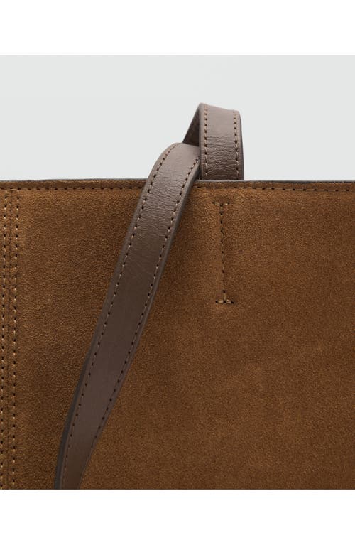 Mango Leather Shopper Bag In Tobacco Brown
