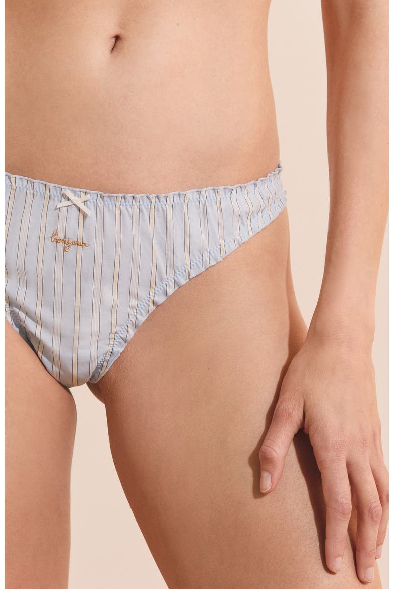 Benicio Day Striped Cotton Thong, Alternate, color, BLEU CIEL
