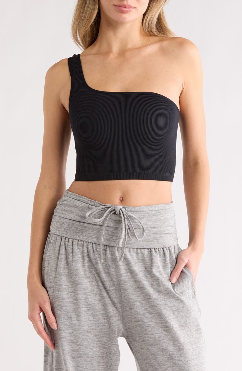 FP Movement by Free People Free Throw One-Shoulder Bra, Main, color, Black