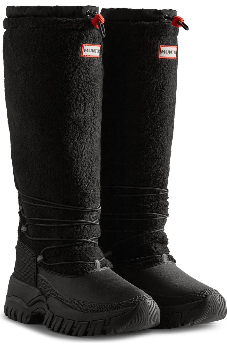 Hunter Wanderer Fleece Waterproof Tall Boot, Main, color,