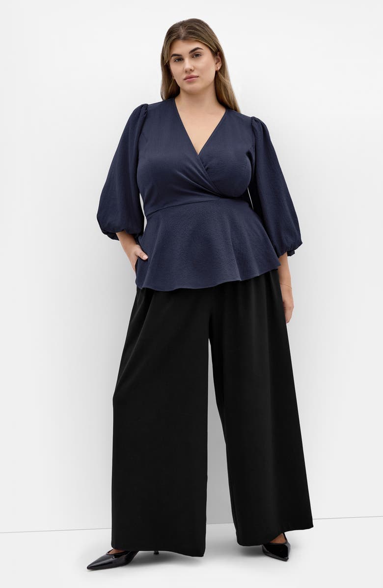 City Chic Celina Wrap Top, Alternate, color, Navy