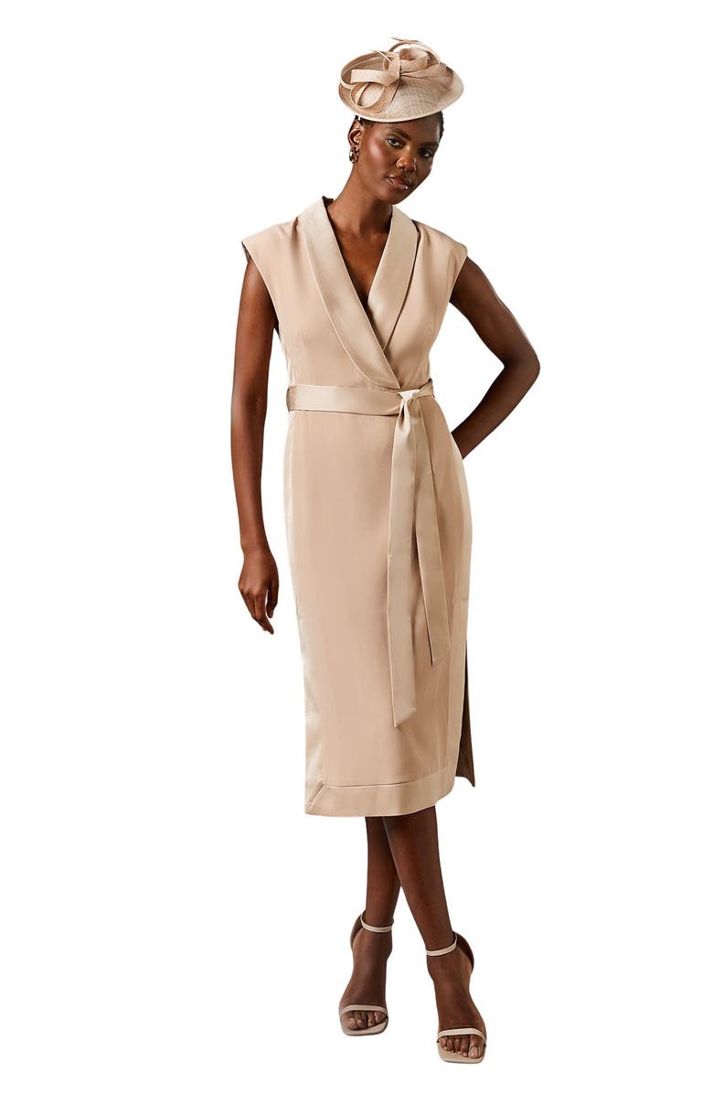 Coast Tux Satin Midi Dress, Main, color, Champagne