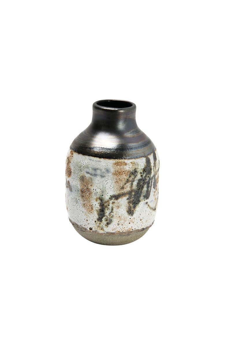 Storied Home Hand Painted Stoneware Vase with Reactive Glaze, Main, color, 