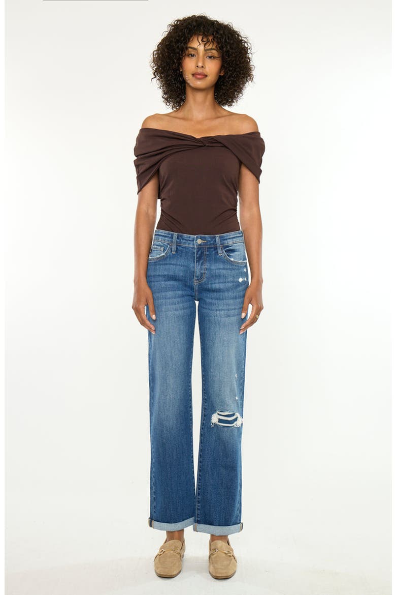 Bianca Essentials Mid Rise True Straight Jeans, Main, color, Medium Wash