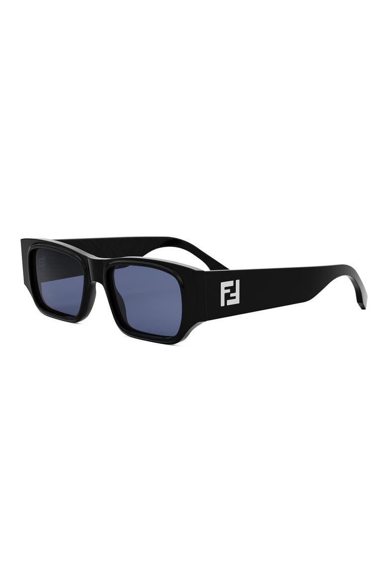 FF Squared 54mm Rectangular Sunglasses, Alternate, color, SHINY BLACK / BLUE